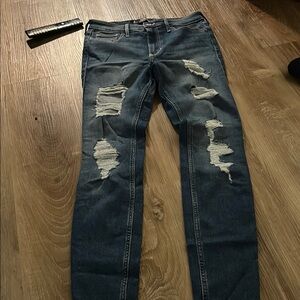 Hollister Women's Skinny Jeans - Distressed Blue